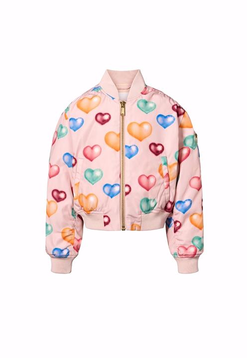 Molo Hedia Bomberjakke Colourful Hearts  Colourful Hearts 128 cm  Lyserød  128 cm  Piger