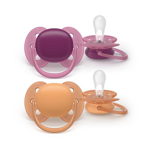Philips Avent Ultra Soft 2-pak Sutter 18+ M Purple Orange  Purple Orange One Size  Lilla  One Size  Drenge, Piger