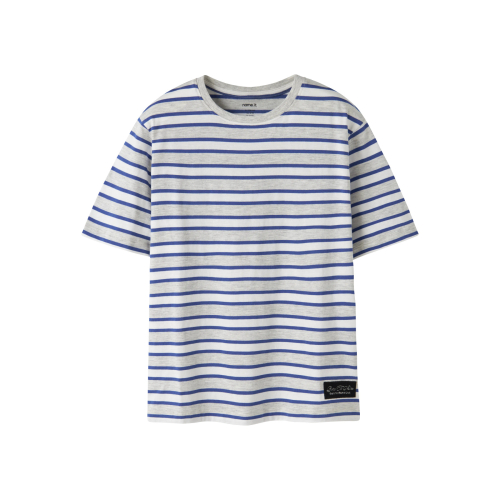 NAME IT T-shirt Kristian Light Grey Melange Deep Ultramarine