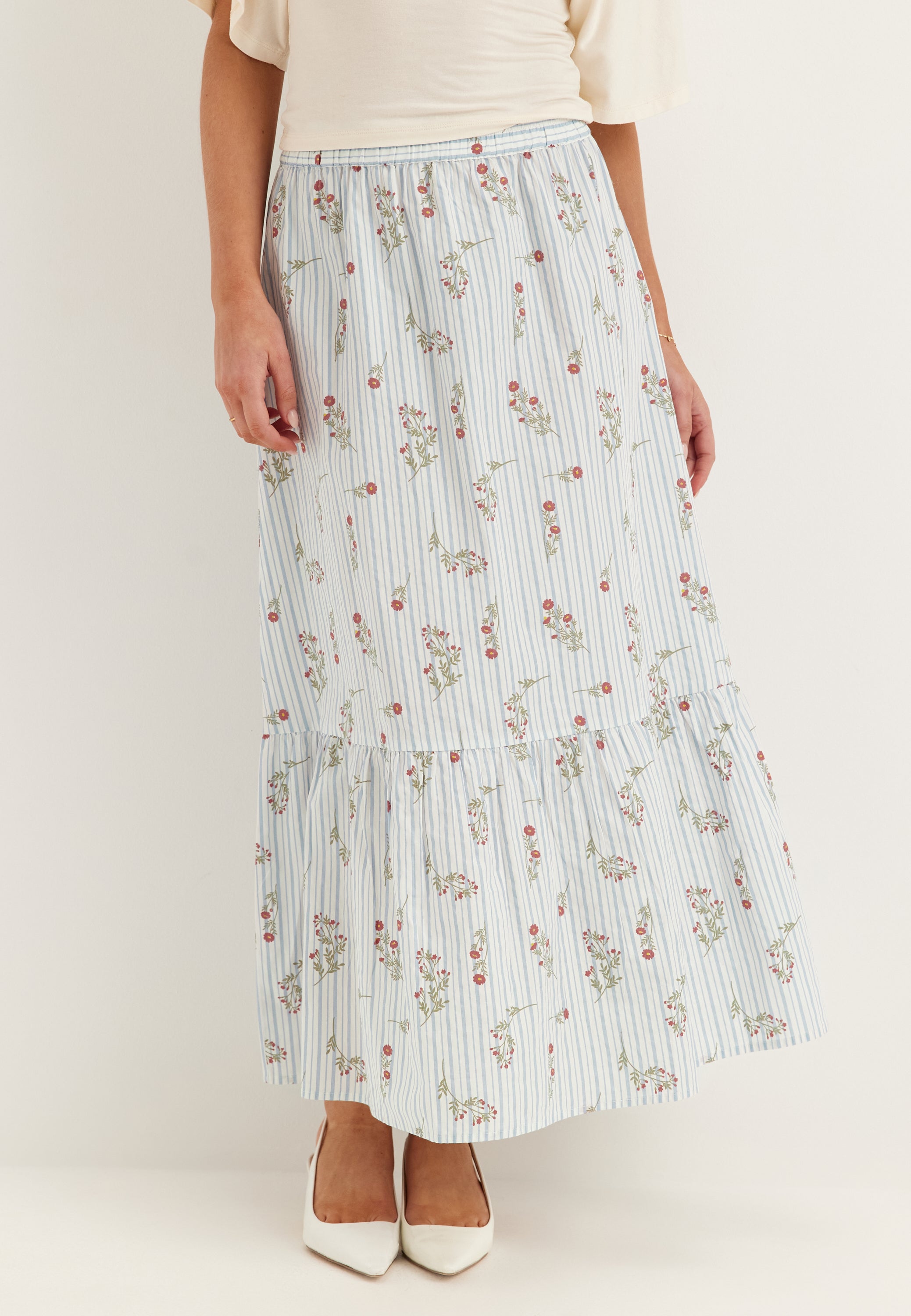 BUBBLEROOM Flounce Detail Cotton Skirt