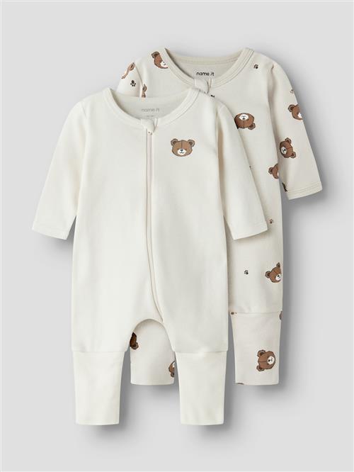 Name It Bear 2-pak Pyjamas Pumice Stone  Pumice Stone 68 cm  Beige  68 cm  Drenge, Piger