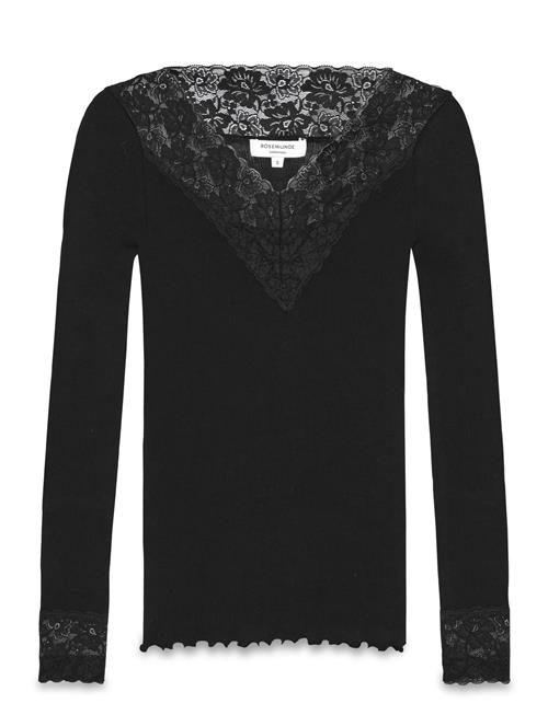 Rosemunde | Rwbernadine Organic Ls V-Neck Lace T-Shirt | XL