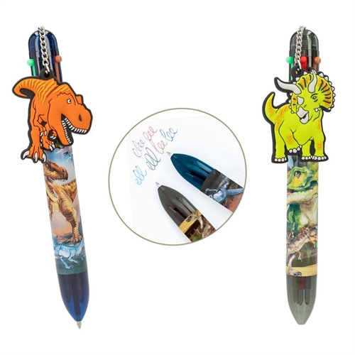 DINO WORLD Kuglepen m/6 farver assoterede