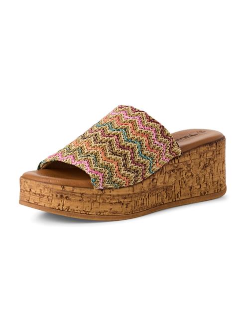 Tamaris Pantoletter  pastelgul / oliven / koral / lys pink