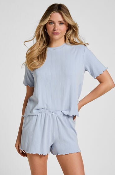 Hunkemöller Pyjama Short Pointelle Blå
