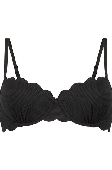 Hunkemöller Formstøbt bikinitop med bøjle Scallop Sort