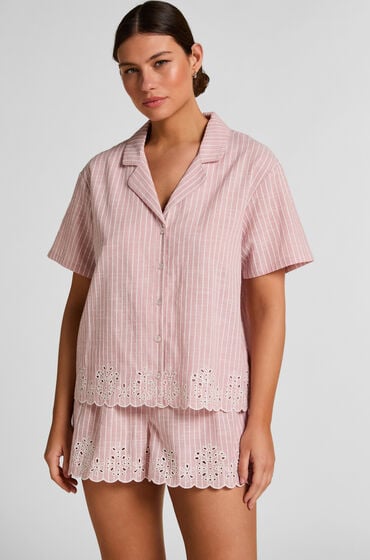 Hunkemöller Stribet Pyjamas Shorts Lyserød