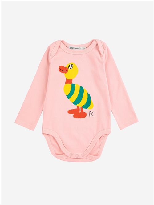 Bobo Choses Striped Duck Langærmet Body Light Pink  Light Pink 12 Months  Lyserød  12 måneder  Drenge, Piger