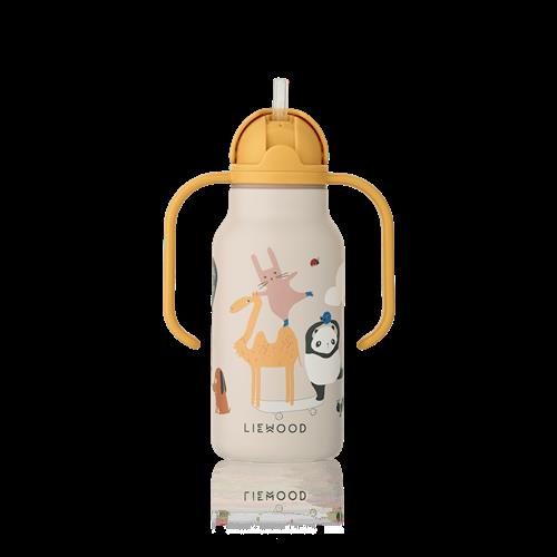 Liewood Kimmie Vandflaske 250 Ml Around The World / Sandy  Water Bottle 250 ml-OS  Beige  One Size  Drenge, Piger