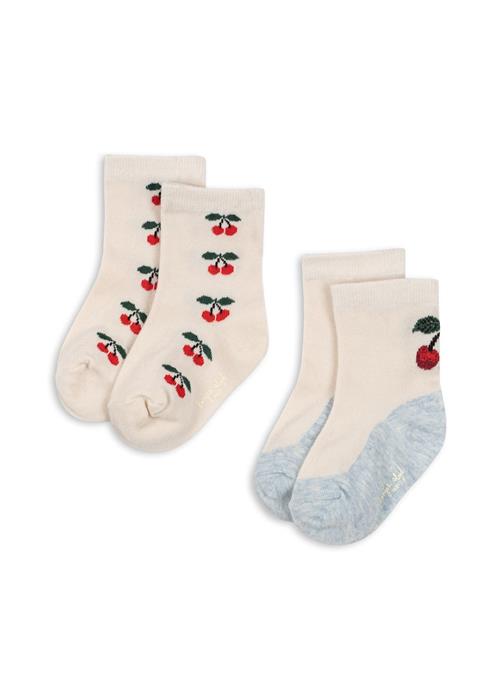 Konges Sløjd Cherry 2-pak Jacquard-strømper Cherry Mix  Cherry Mix 19-21 EU    19-21 EU  Piger