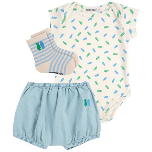 Bobo Choses Lucky Fish Baby Sæt Med Tøj Off White 3 months  Creme  3 måneder  Drenge, Piger