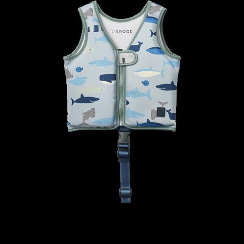 Liewood Dove Svømmevest Shark / Dove Blue  Shark / Dove Blue-19-30 kg  Blå  19-30 kg  Drenge, Piger