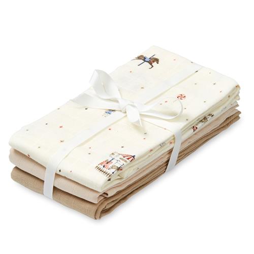 Cam Cam GOTS 3-pak Muslin-klud Carousel  Carousel One Size  Rød  One Size  Drenge, Piger