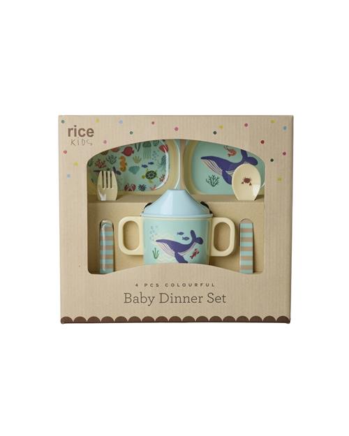 RICE Middagssæt Til Baby Blue Ocean  Blue Ocean One Size  Blå  One Size  Drenge