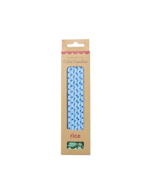 RICE 10 Stk. Lange Kagelys Med Stjernemønster Blue  Blue One Size  Blå  One Size  Drenge, Piger