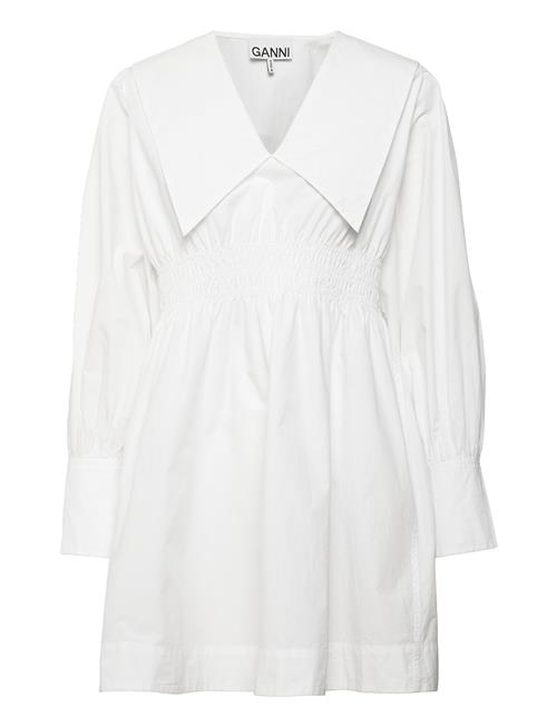 GANNI | Cotton Poplin V-Neck Smock Mini Dress | 44
