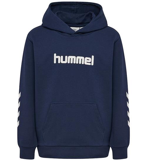 Hummel Hættetrøje - hmlJR Reg Logo - Dress Blues m. Print