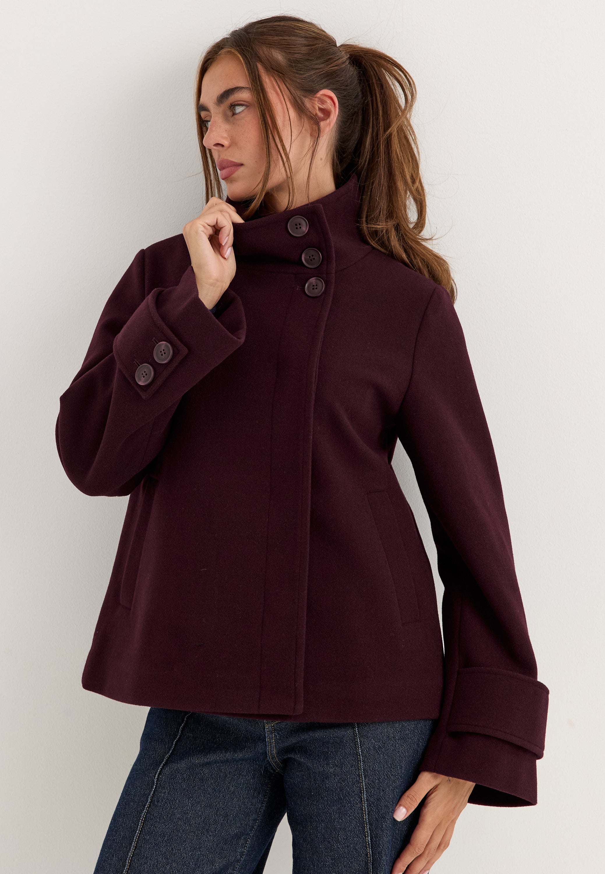 BUBBLEROOM High Neck Short Coat