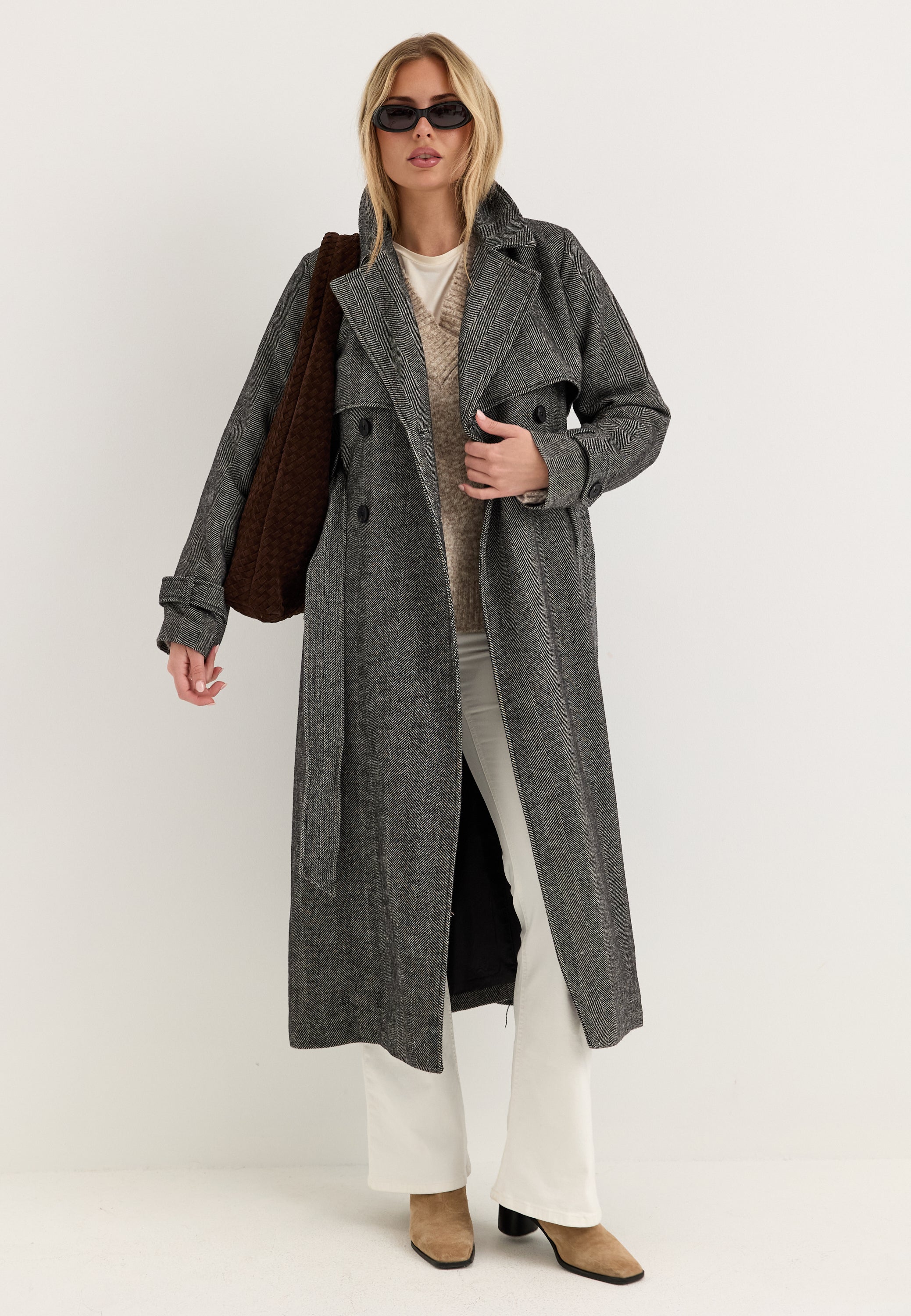 BUBBLEROOM Tweed Trench Coat