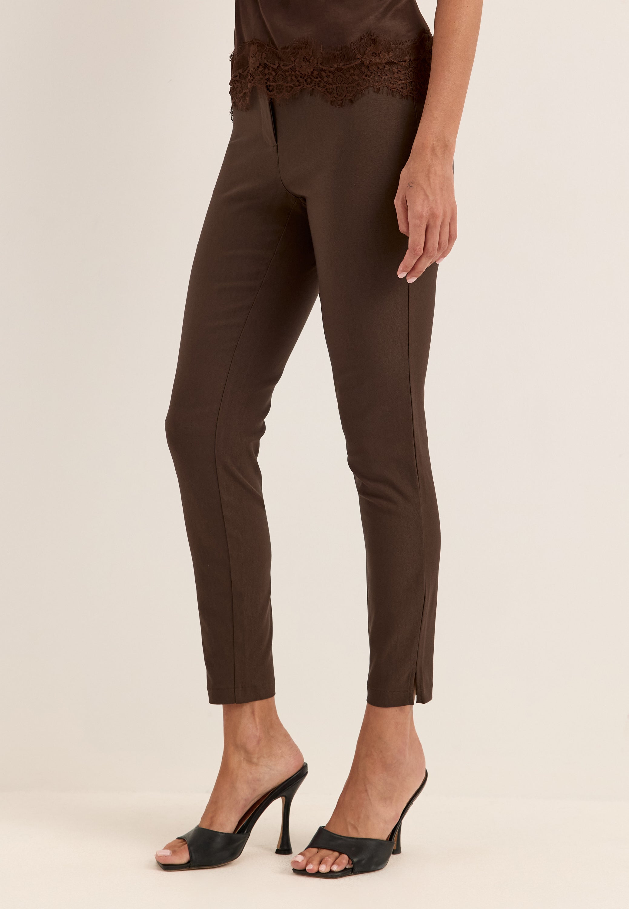BUBBLEROOM High Waist Stretchy Ankle Slit Trousers