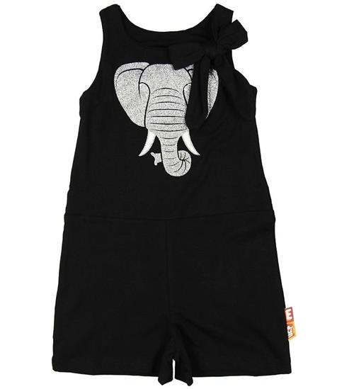 DYR Buksedragt - Croco - Sort m. Elefant/Glitter