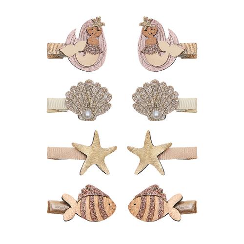 Mimi & Lula Mini Mermaid Ocean Pearl 8-pak Hårklemmer Multi  Multi  One Size  Guld  One Size 3-8 Years Piger