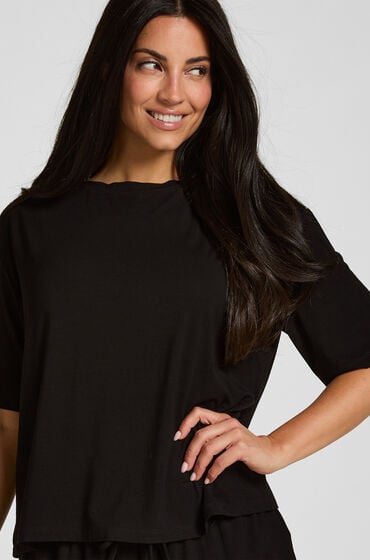 Hunkemöller Pyjamas Top Jersey Korte Ærmer Sort