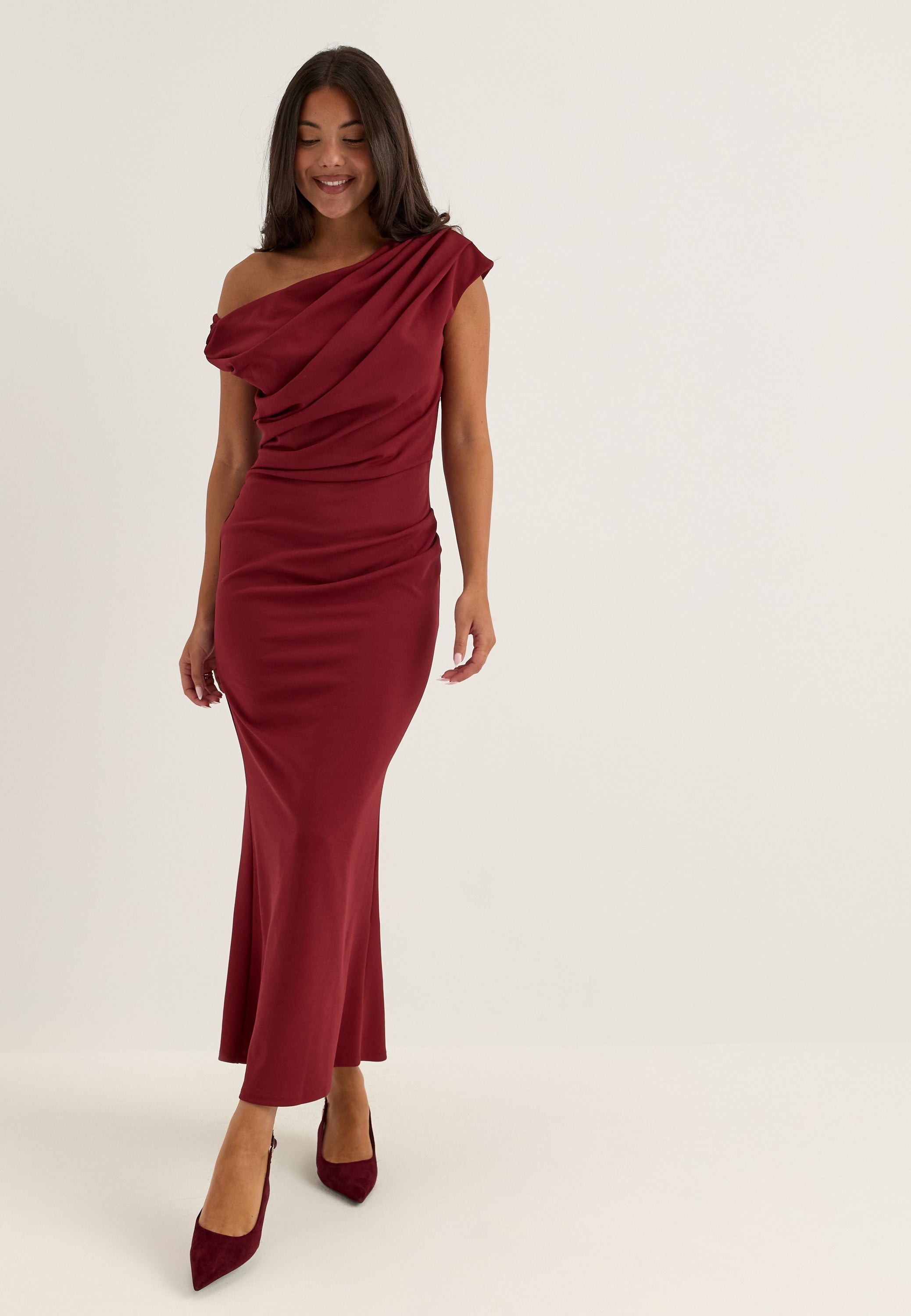 BUBBLEROOM OCCASION Asymmetric Draped Midi Dress