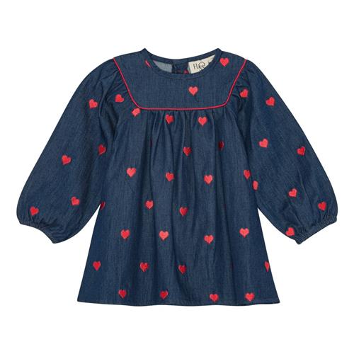 Flöss Amee Kjole Mid Blue Heart  Mid Blue Heart-104 cm  Blå  104 cm  Piger