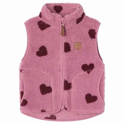 Kuling Austin Pile Fleece-vest Hearts  98 cm  Lilla  98 cm  Drenge, Piger