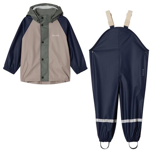 Kuling San Marino Uforet Regnsæt Navy Blocking Taupe/Navy/Light Green Blocking 134/140 cm  Marineblå  134/140 cm  Drenge, Piger
