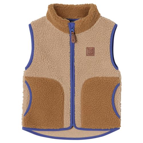Kuling Austin Pile Fleecevest Sand Blocking  Blue/Caramel/Sand Blocking-92 cm  Beige  92 cm  Drenge, Piger