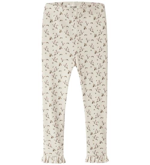 Lil Atelier Leggings - Rib - NmfLago - Turtledove/Rose Flower