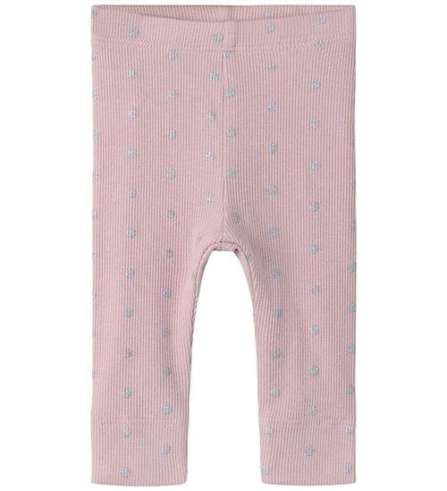 Name It Leggings - Rib/Modal - NbfLona - Violet Ice m. Sølvprikk