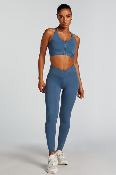 Hunkemöller HKMX Leggings med krydseffekt og høj talje Blå