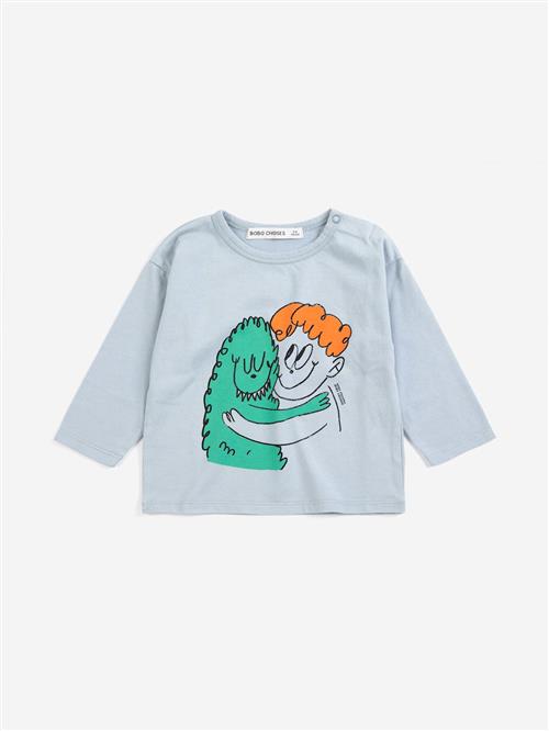 Bobo Choses Hug Hairy Monster T-shirt Light Blue  Light Blue 3 Months  Blå  3 måneder  Drenge, Piger