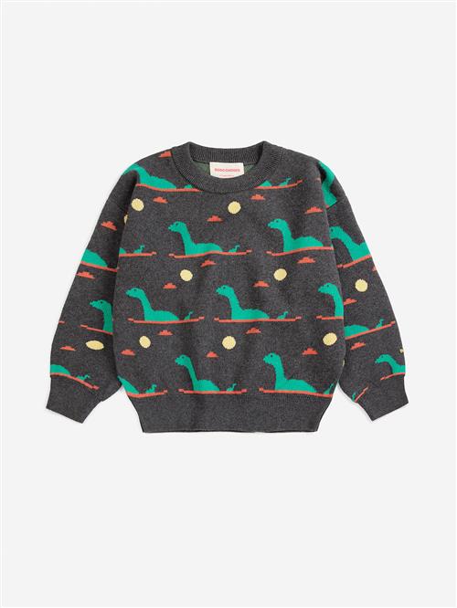 Bobo Choses Lake Monster Jacquard-trøje Dark Heather Grey  Dark Heather Grey 6-7 Y  Grå  6-7 år  Drenge