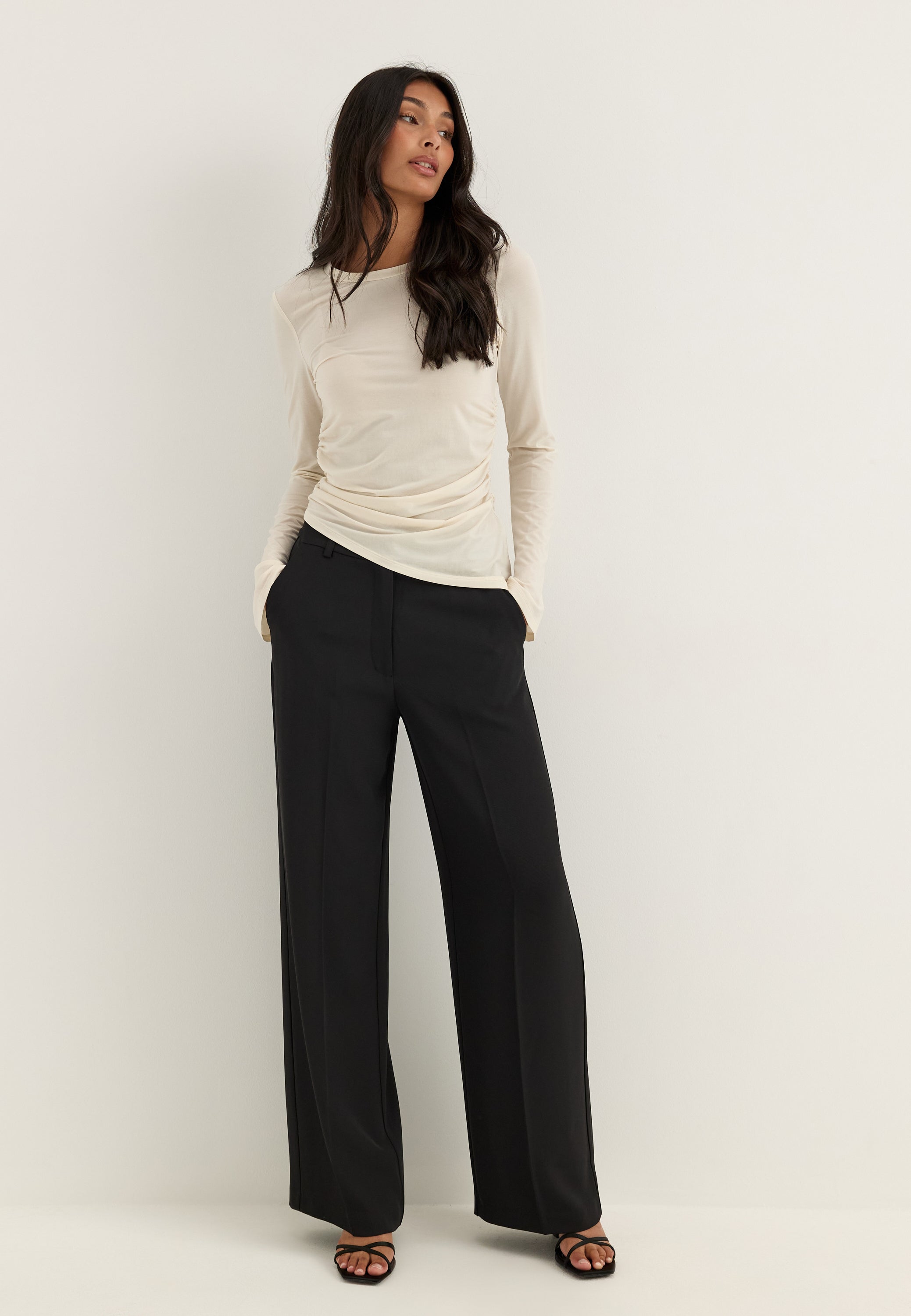 BUBBLEROOM High Waist Wide Suit Trousers