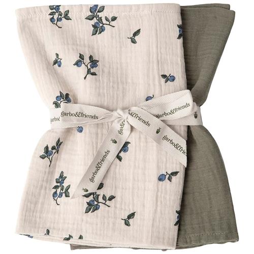 garbo&friends 2-pak Muslin-tæpper, 60 X 60 Cm Blueberry  Blueberry  One Size  Beige  One Size  Drenge, Piger