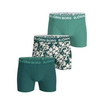 Björn Borg 3P Cotton Stretch Boxer 1565 Grøn Mønster bomuld Large Herre