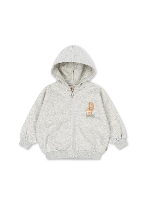 Konges Sløjd Lou Hættetrøje Med Lynlås Grey Melange  Grey Melange-18M  Grå  18 måneder  Drenge