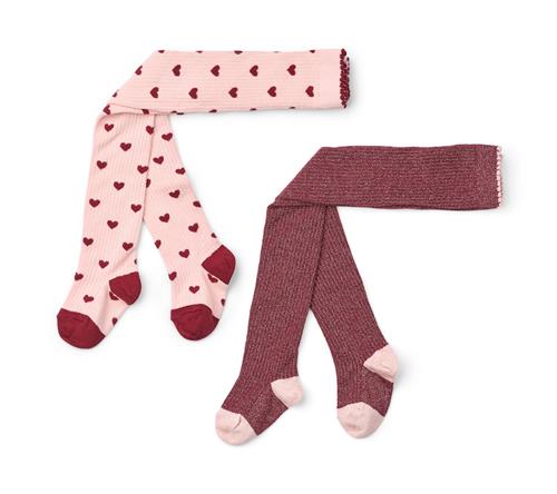 Flöss Vera 2-pak Strømpebukser Cranberry-Pink Glitter  Cranberry-Pink Glitter 128/134 cm  Lyserød  128/134 cm  Piger