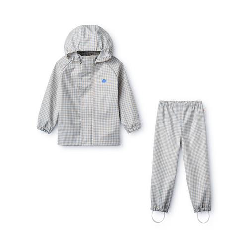 Flöss Dew Regntøjssæt Light Blue Gingham  Light Blue Gingham 3-4 Y  Blå  3-4 år  Drenge