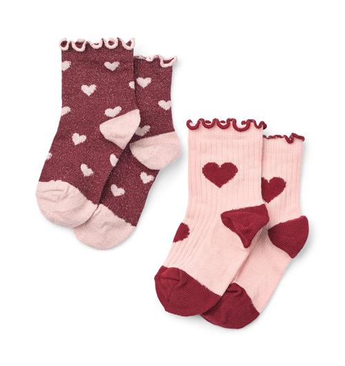 Flöss Vigga 2-pak Sokker Cranberry Heart Mix  Cranberry Heart Mix  25-28 EU  Rød  25-28 EU  Drenge, Piger