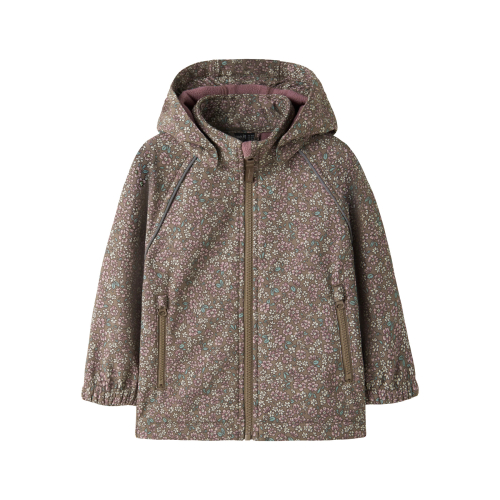 NAME IT Softshell Jakke Alfa08 Brown Lentil Flower Field