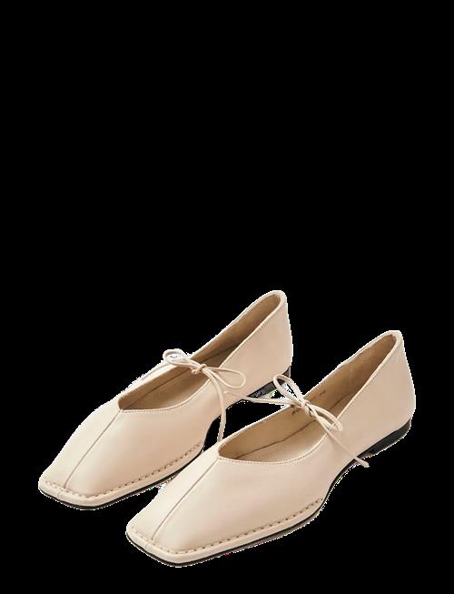 ALOHAS | Sway Cream Leather Ballet Flats | 39