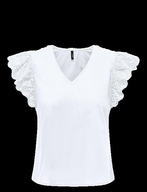 ONLY | Onllou Life Emb S/S Frill Top Wvn | L