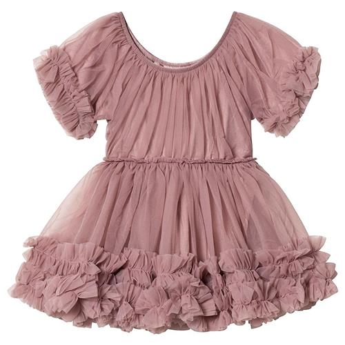 DOLLY by Le Petit Tom Kjole med flæser Mauve Mauve-4-6 Y  Lyserød  4-6 år  Piger