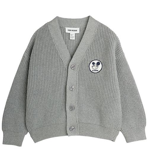 Mini Rodini Cardigan - Ritzratz patch - Grey Melange
