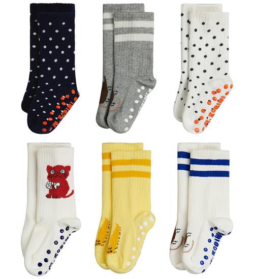 Mini Rodini Strømper - 6-pak - Antiskrid - Kitten - Multi